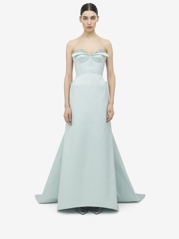 ALEXANDER MCQUEEN - Crystal Embroidery Strapless Evening Dress - Item 840284QZAPM3056